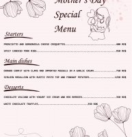Special Menu at the Restaurant Maria. Mother's Day.