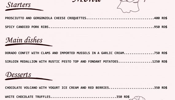 Special Menu at the Restaurant Maria. Mother's Day.