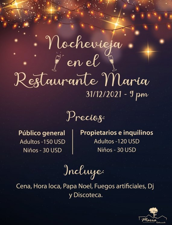 la Nochevieja en el Restaurante María